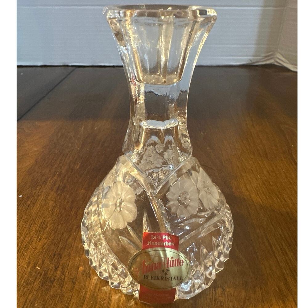 Vintage Anna Hutte Candle Holder Lead Crystal Made in W Germany Collectible